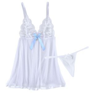 Spree Women's Sheer Mesh Babydoll Top and Matching Thong Set